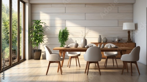 cozy modern interior white wall dining room © Fred
