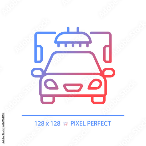 2D pixel perfect gradient car wash icon, isolated vector, thin line illustration representing car service and repair.