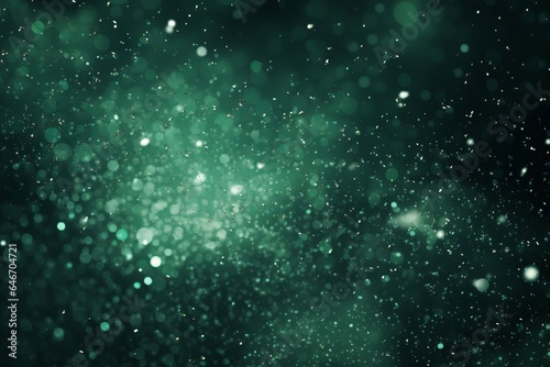 Green Christmas particles and sprinkles for a holiday event. Background with sparkles and glitters