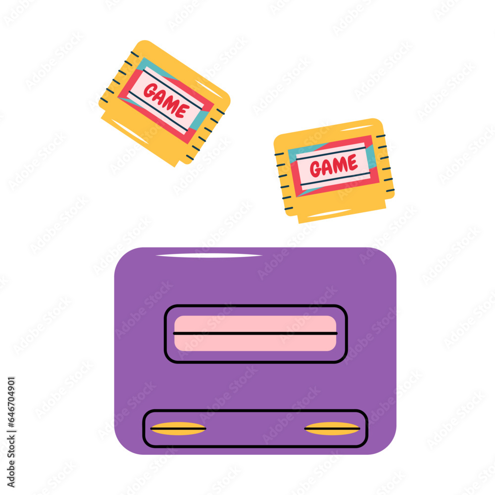 Game console. Vector stock illustration. Modern trendy flat design. Entertainment. White background. Isolated. Game console. Vector stock illustration. Modern trendy flat design. Entertainment. White background. Isolated.