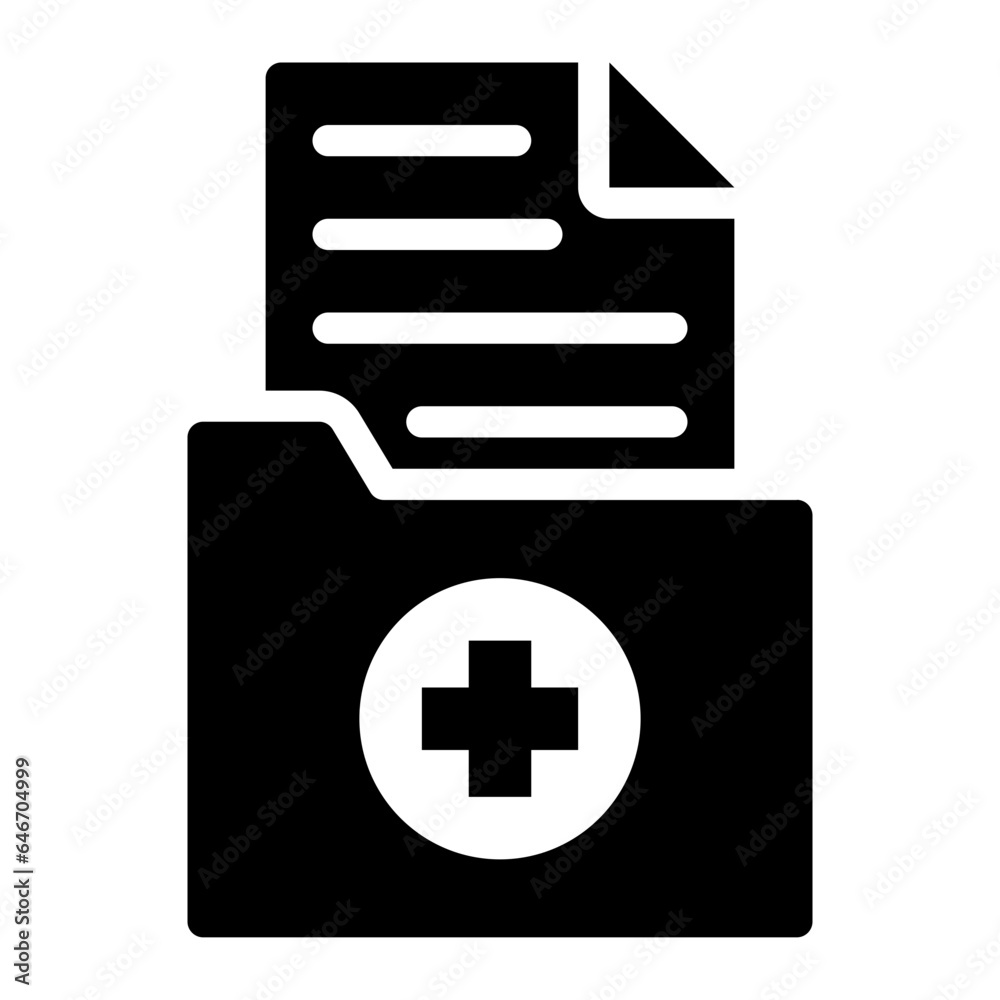 Obraz premium Medical record Document solid glyph icon