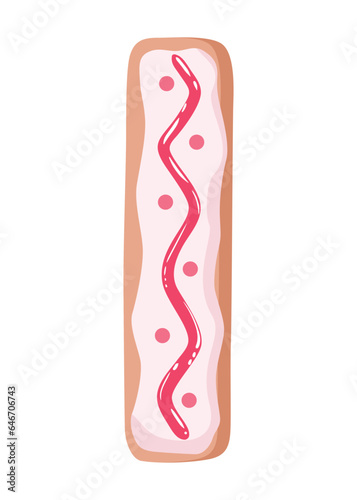 Cartoon cookies font. Vector letter baking in colored glaze. Creative gingerbread typography design. Childhood sweet donut. Letter I