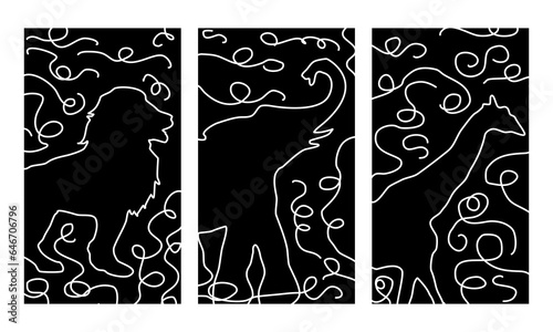 Abstract painting lines. painting animals safari. Interior decorations animals of Africa