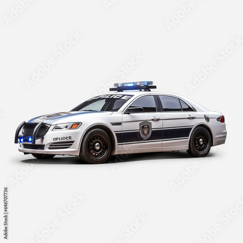 police car isolated on white