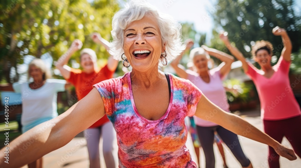 Fototapeta premium senior women enjoying a joyful dance class
