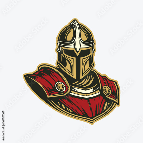 knight spartan army logo design vector icon