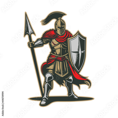 knight spartan  logo design vector icon