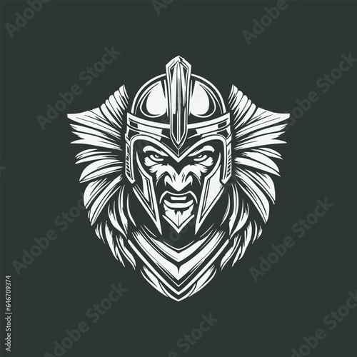 head knight spartan illustration, logo design vector