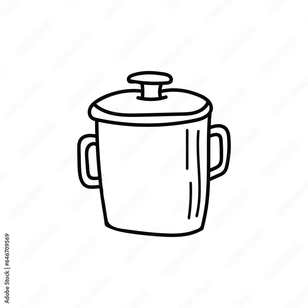 Saucepan doodle icon in vector. Hand drawn casserole illustration in vector Saucepan doodle icon in vector. Hand drawn casserole illustration in vector