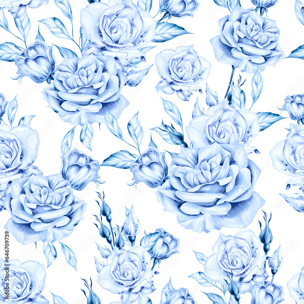 Watercolor seamless pattern with roses flowers. Illustration Watercolor seamless pattern with roses flowers. Illustration