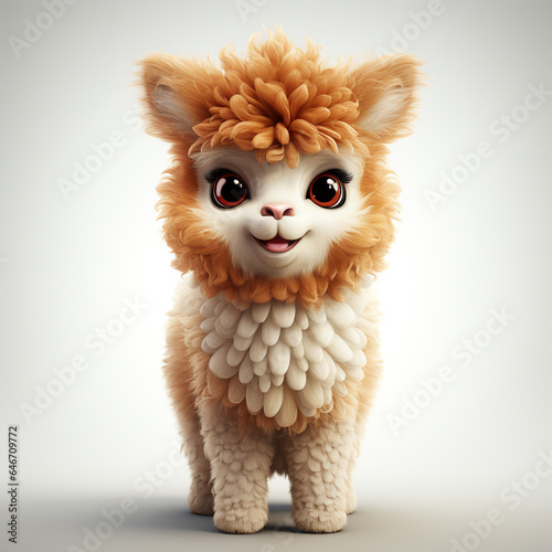3d cartoon cute alpaca