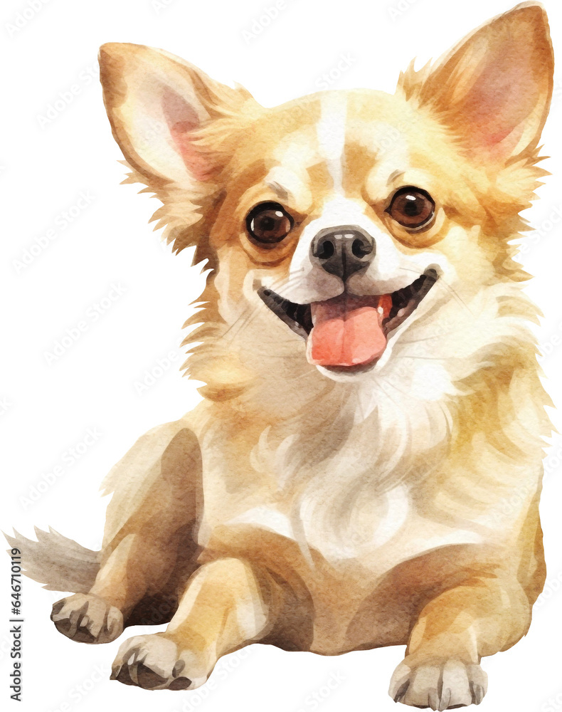 Сhihuahua dog watercolour illustration created with Generative AI technology Сhihuahua dog watercolour illustration created with Generative AI technology