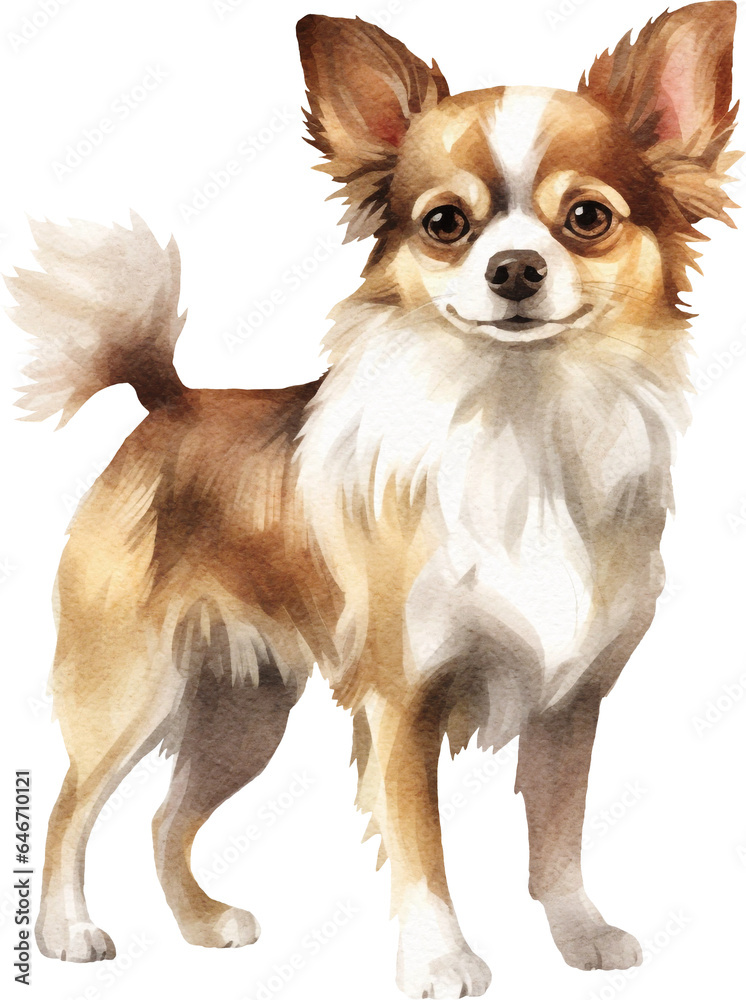 Сhihuahua dog watercolour illustration created with Generative AI technology