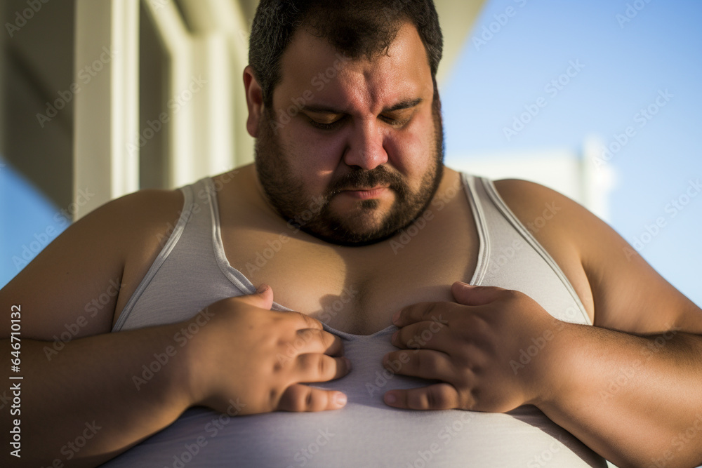 Obraz premium Ill man suffering with heart disease symptoms 