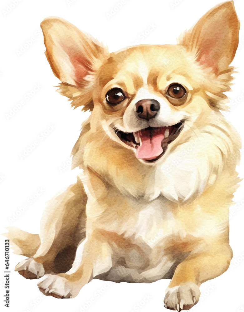 Сhihuahua dog watercolour illustration created with Generative AI technology