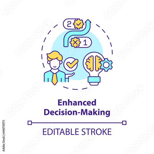 2D editable multicolor icon enhanced decision making concept, isolated vector, mindful entrepreneurship thin line illustration.