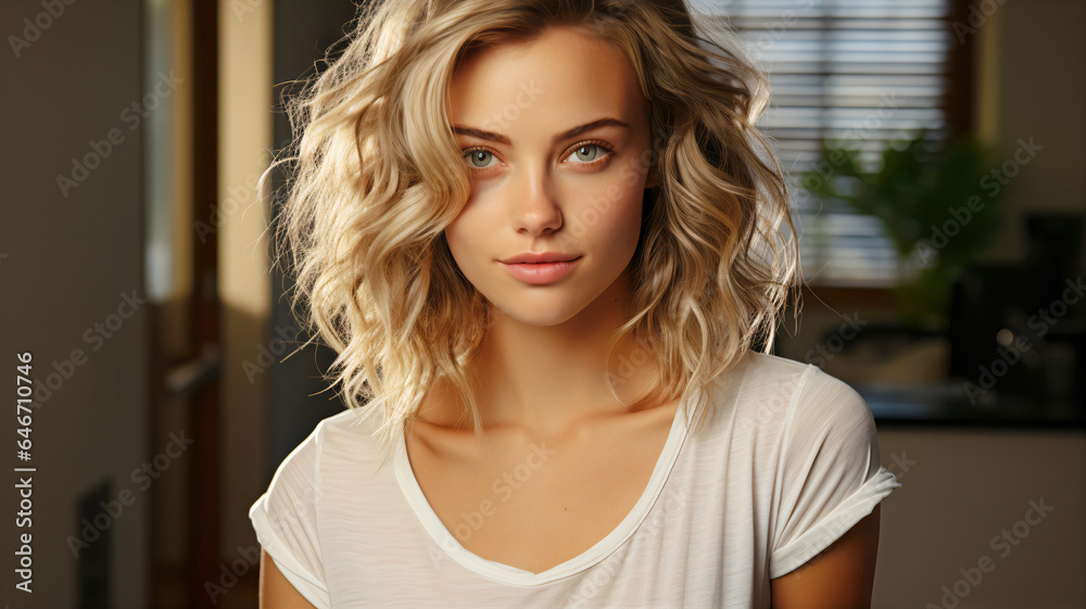 Blond Girl in White Shirt with Vibrant Tenwave Style