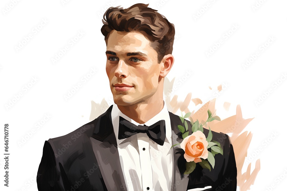 Portrait of handsome man in tuxedo. Vector illustration. Portrait of handsome man in tuxedo. Vector illustration.