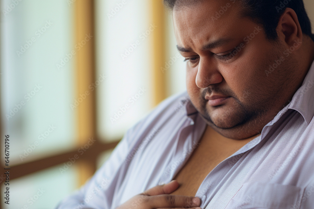 Fototapeta premium Ill man suffering with heart disease symptoms 