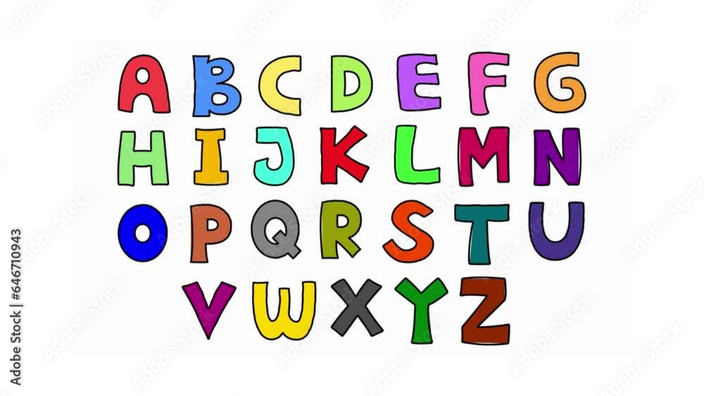 Set of hand drawn Alphabet animation on a white background. Looped ...