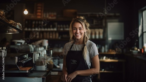 Coffee barista woman in a cafe