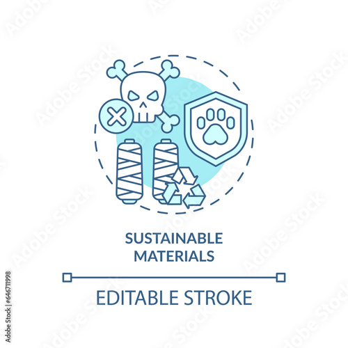 2D editable blue icon sustainable materials concept, monochromatic isolated vector, sustainable fashion thin line illustration.