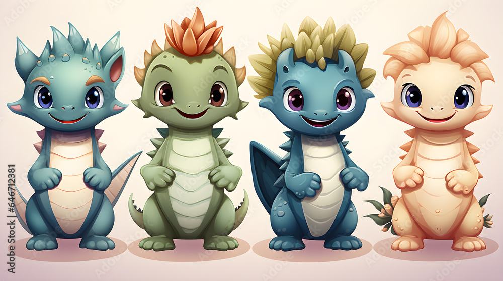 Set of animation cute dinosaur Set of animation cute dinosaur