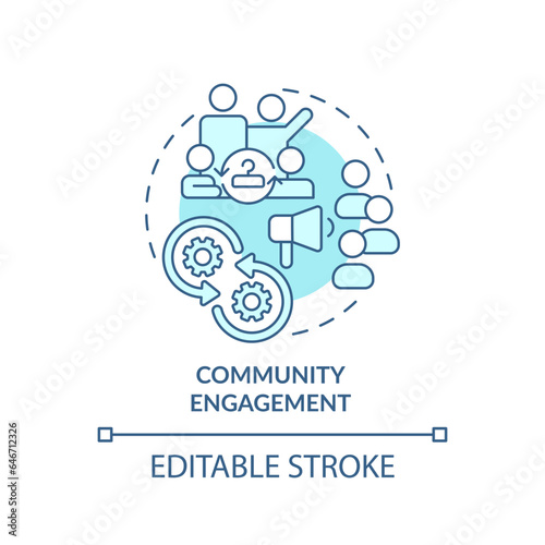 2D editable blue icon community engagement concept, monochromatic isolated vector, sustainable fashion thin line illustration.