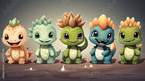 Set of  animation cute dinosaur © Kateryna Kordubailo
