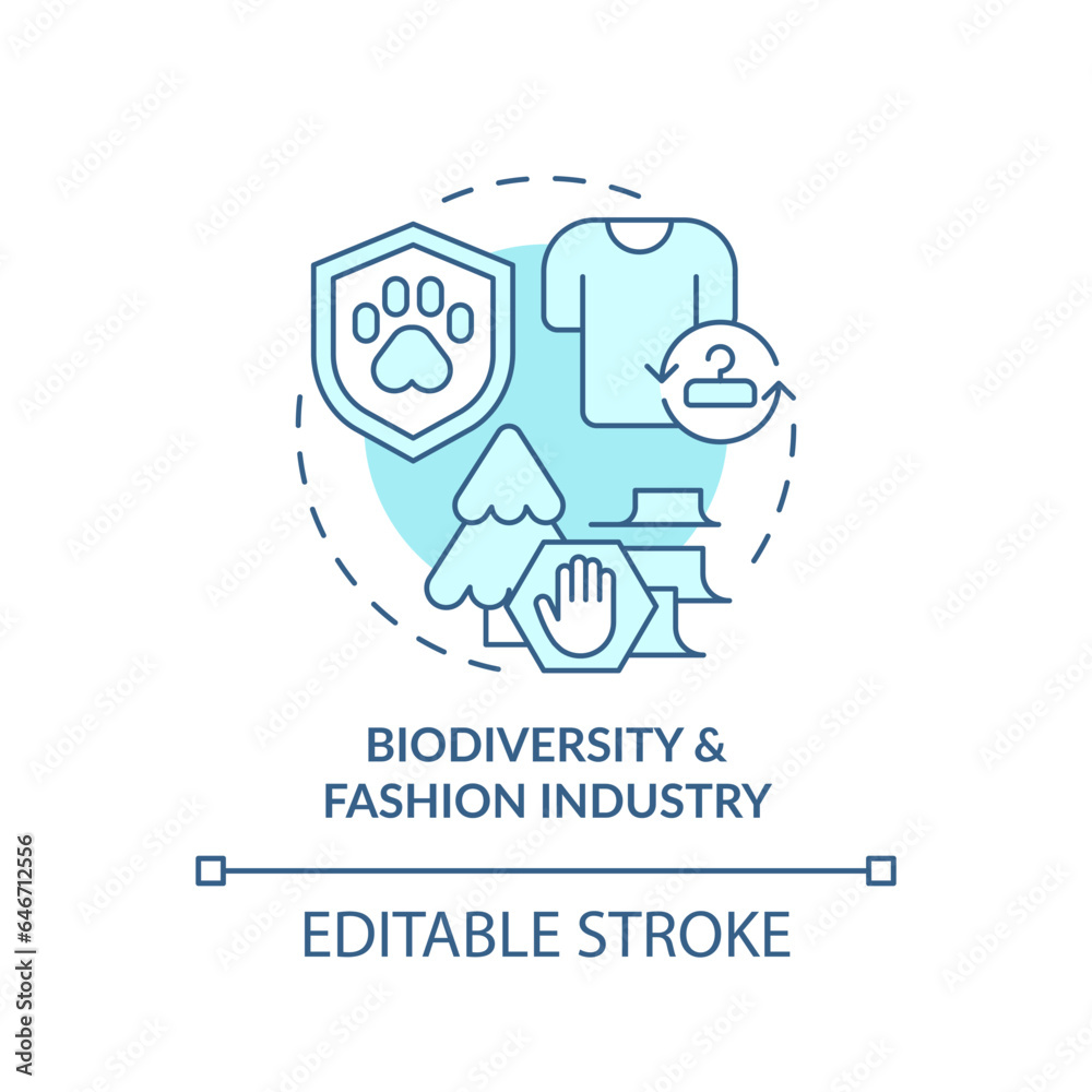 2D editable blue icon biodiversity and fashion industry concept, monochromatic isolated vector, sustainable fashion thin line illustration.