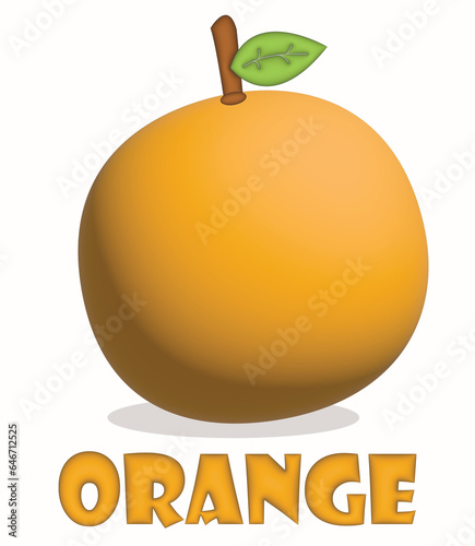 3D orange fruit, cartoon style Suitable for teaching media