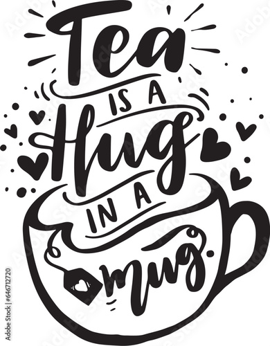 Calligraphy hand written phrases about tea. Tea shop lettering design collection. On white isolated background.