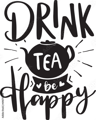 Calligraphy hand written phrases about tea. Tea shop lettering design collection. On white isolated background.