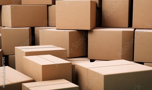 Lot of cardboard boxes, Delivery concept, Generative AI © Lens Legends