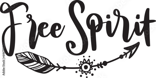 Boho Style Lettering quotes and hand drawn elements. Wild and free, free spirit, wild soul phrases. Vector illustration