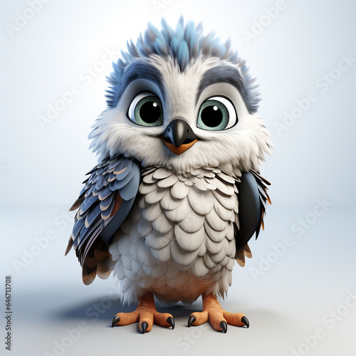 3d cartoon cute falcon bird