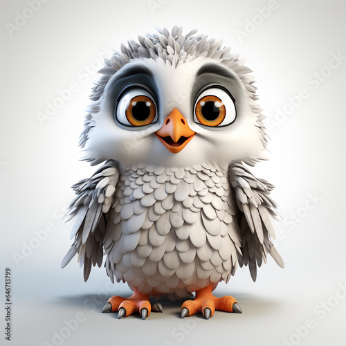 3d cartoon cute falcon bird