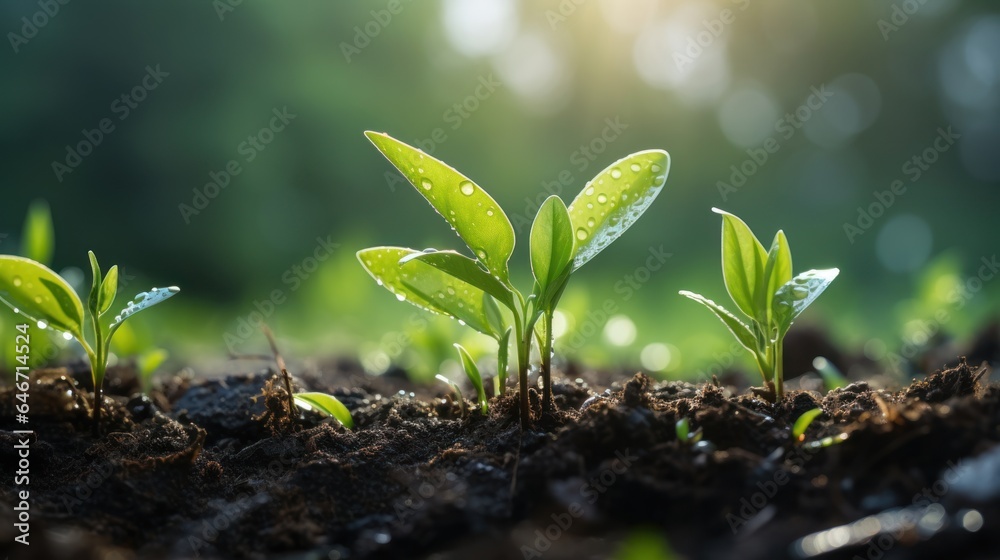 A small tree that grows on the ground in the rain. A small tree that grows on the ground in the rain.