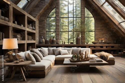 modern chalet library with light natural materials