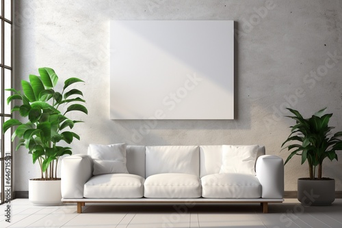 Modern Aesthetic Interior Design with Small Blank Poster Created with Generative AI