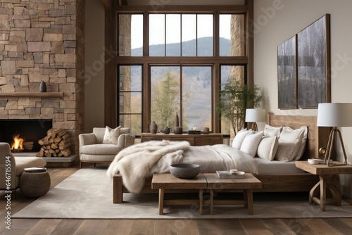 modern chalet master bedroom with light natural materials © Fred