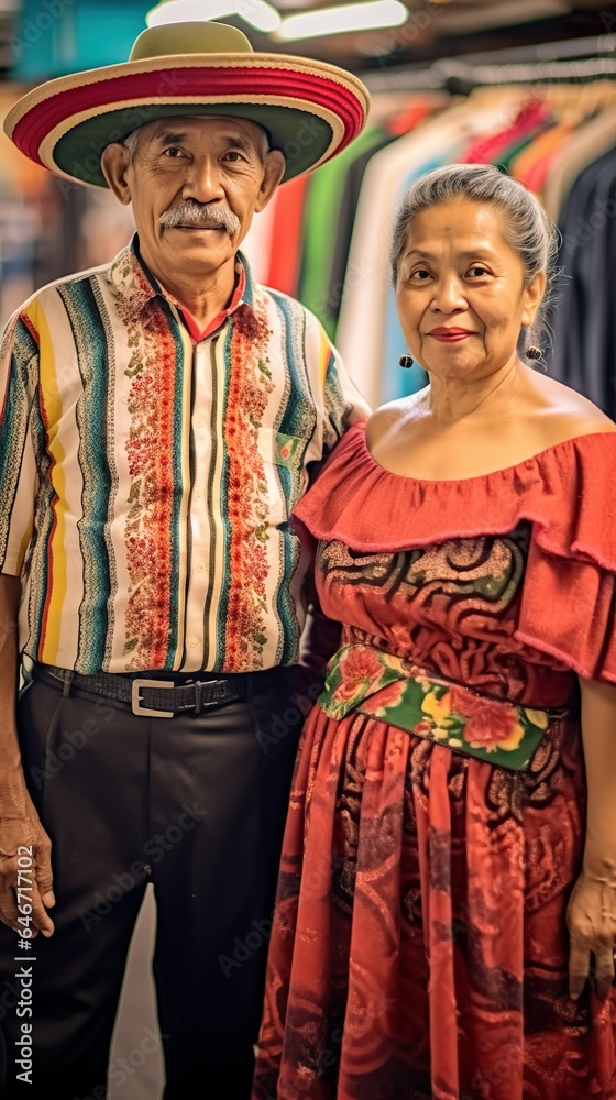 Mexican couple in Maxican traditional culture Dress for celebration