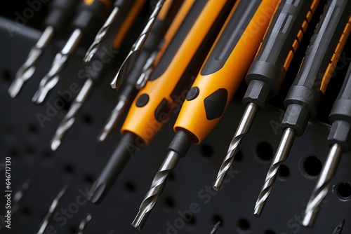 Slotted screw driver and phillips screw driver, Close up Screwdriver, metal tool, plastic handle, orange black, Generative AI photo