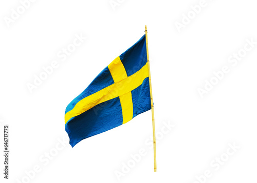 Sweden Flag in the country isolated on white background whit clipping path.