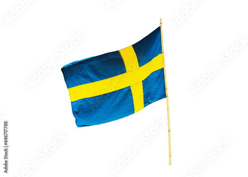 Sweden Flag in the country isolated on white background whit clipping path.