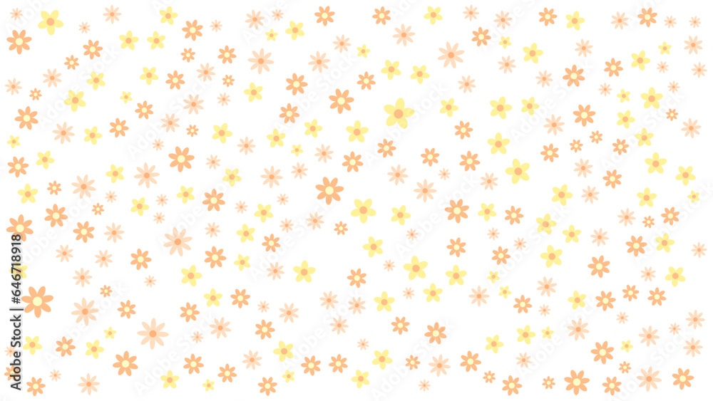 Vector pattern illusration white daisy flowers background. Pretty floral pattern for print. Flat design vector.
