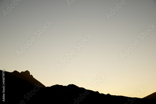Silhouette at sunset of a mountain landscape in the Pyrenees