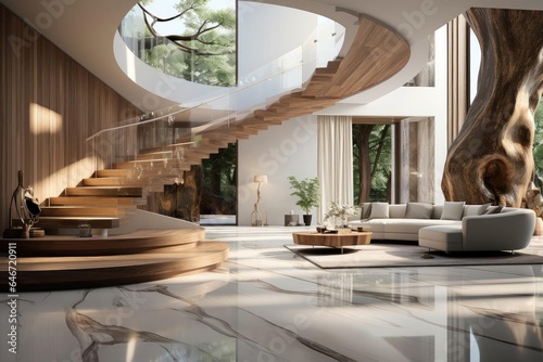 modern luxury entrance hall with light natural materials