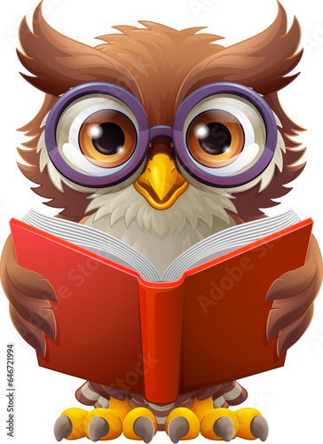 A wise owl bird cartoon cut...
