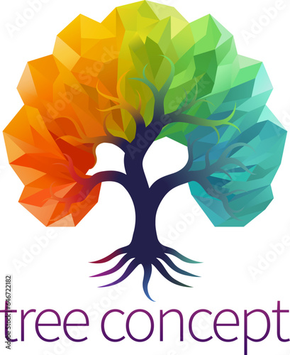 A rainbow tree abstract stylised mutli color concept design icon